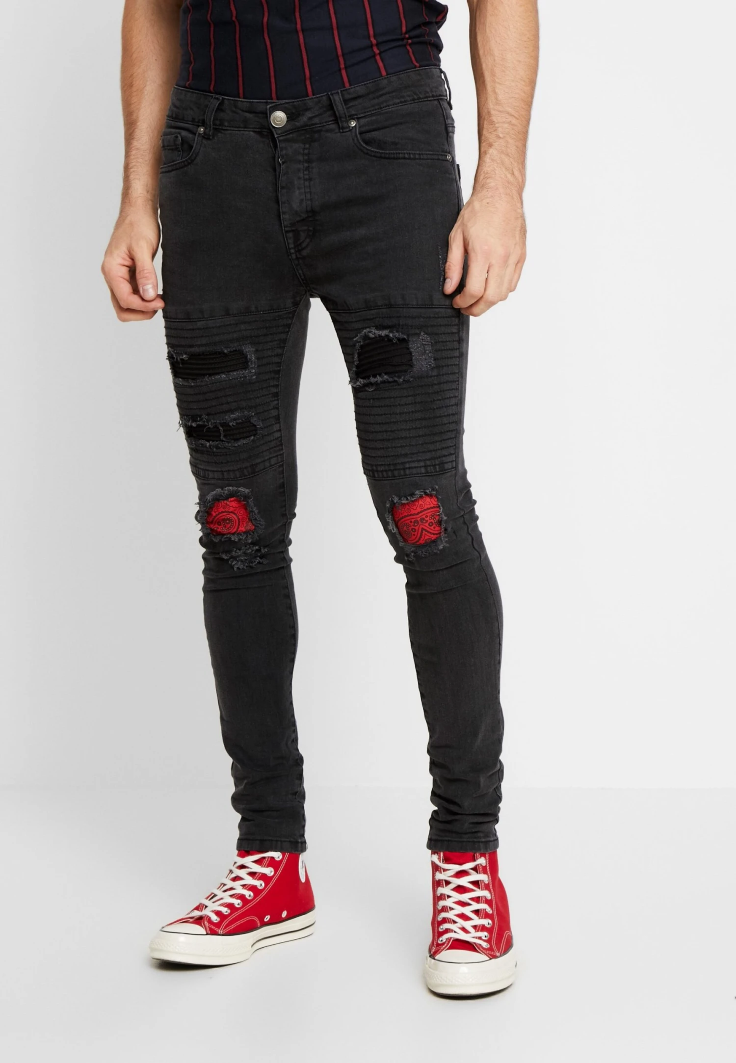 BRAVE SOUL Nevada - Jeans Skinny Fit - Grey Wash/Red Paisley