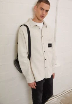 Calvin Klein Jeans Monologo Badge - Skjorte - White Grey Heather