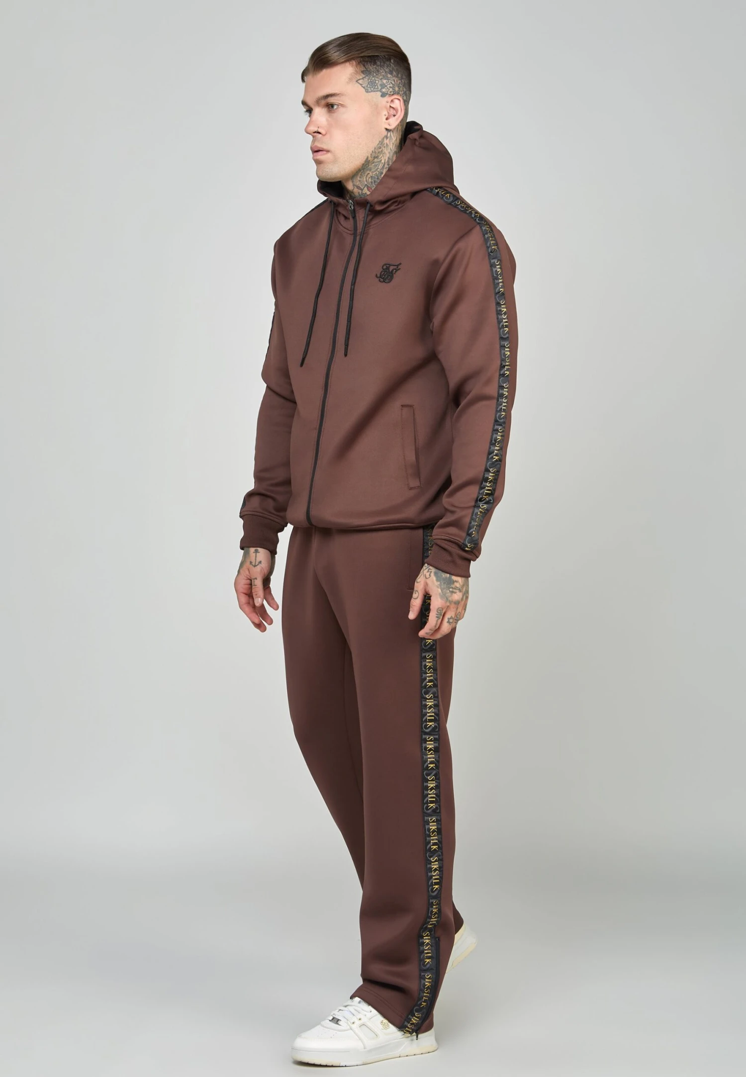 SikSilk Gold Tape Track Pant - Joggebukse - Brown - Image 2