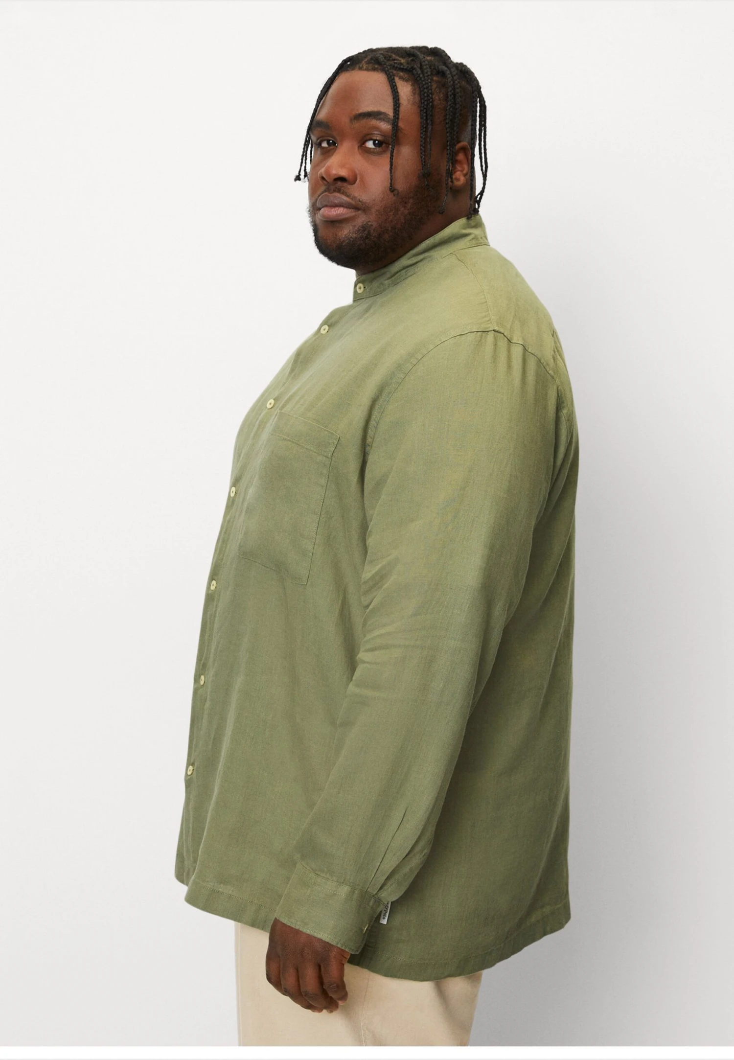 Marc O'Polo Stand Up Collar Long Sleeves One Rectangular Chest Pocket - Skjorte - Olive - Image 6