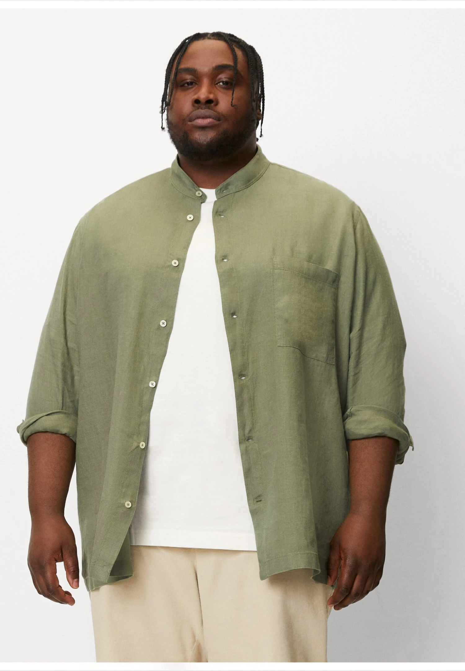 Marc O'Polo Stand Up Collar Long Sleeves One Rectangular Chest Pocket - Skjorte - Olive - Image 5